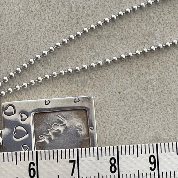 .925 Sterling Silver Photo Frame Pendant and Chain-Made in Italy - Picture 8 of 12